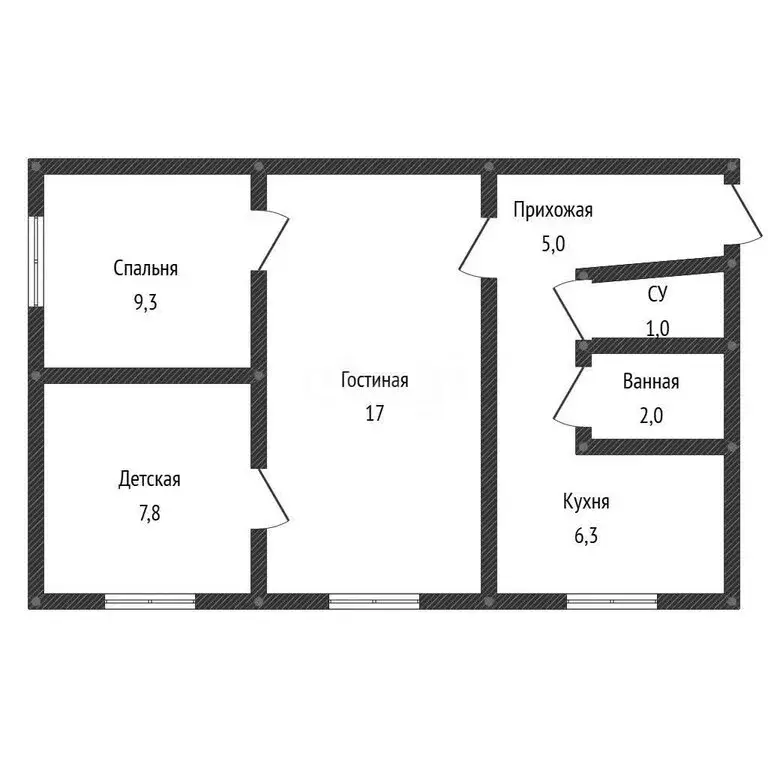 3-комнатная квартира: Махачкала, проспект Имама Шамиля, 55А (52 м) - Фото 1