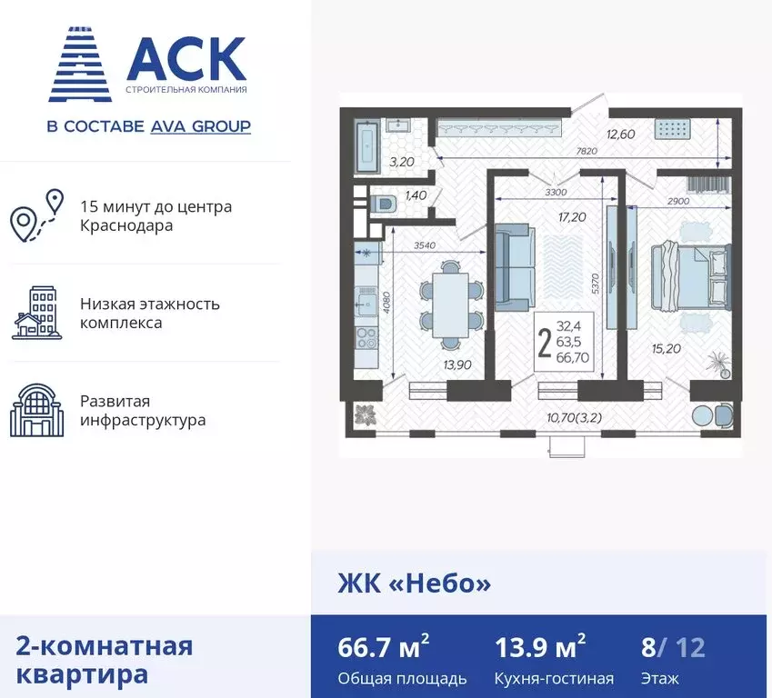 2-комнатная квартира: Краснодар, микрорайон 9-й километр, ярославская . - Фото 0