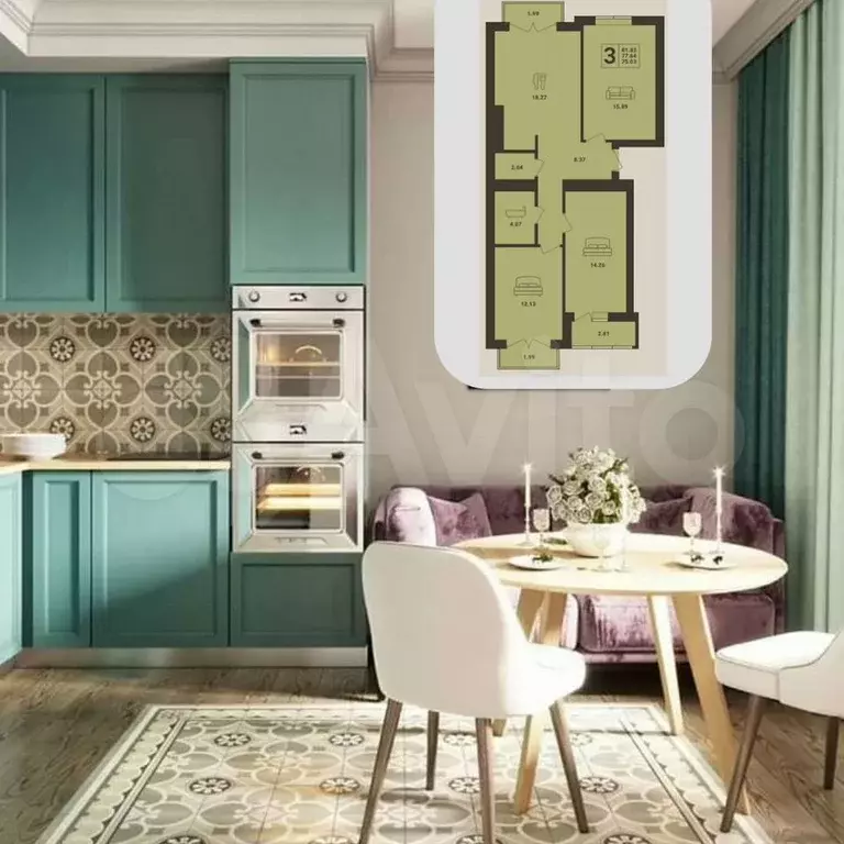 3-к. квартира, 81 м, 2/6 эт. - Фото 0