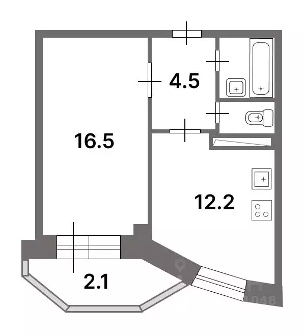 1-к кв. Санкт-Петербург ул. Вавиловых, 13к4 (37.0 м) - Фото 1