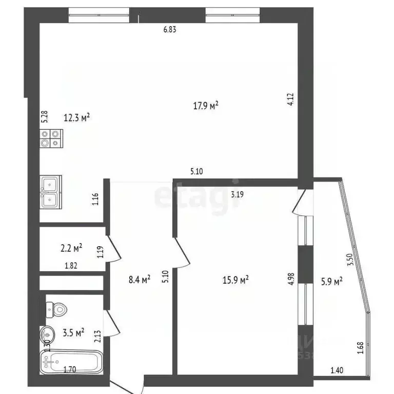 2-к кв. Ростовская область, Ростов-на-Дону ул. Пановой, 30к3 (60.2 м) - Фото 0