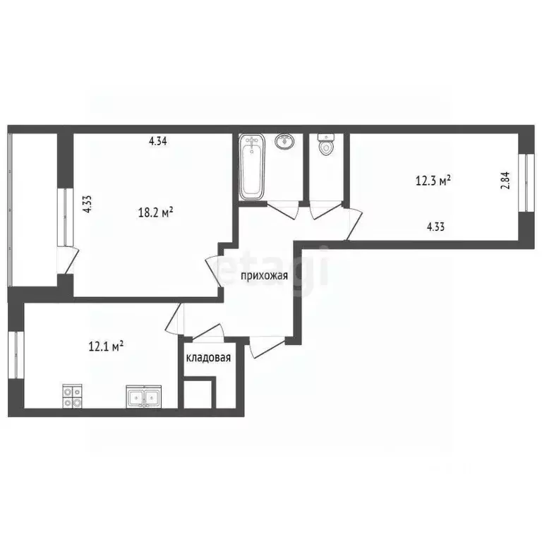 2-к кв. Ярославская область, Ярославль Чернопрудная ул., 10к3 (57.2 м) - Фото 1