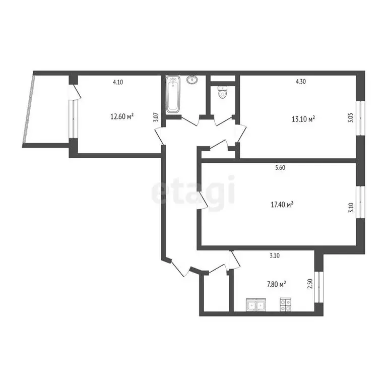 3-комнатная квартира: Тюмень, улица Самарцева, 20 (65.5 м) - Фото 0