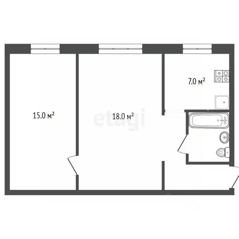 2-к кв. Крым, Феодосия Северный мкр, 15 (45.1 м) - Фото 2