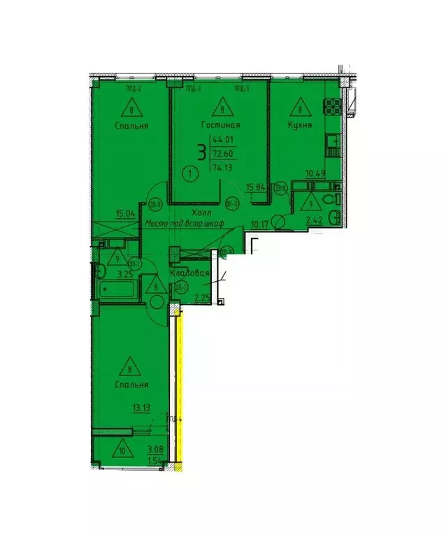 3-к кв. Пензенская область, Пенза ул. Генерала Глазунова, 11 (74.13 м) - Фото 1