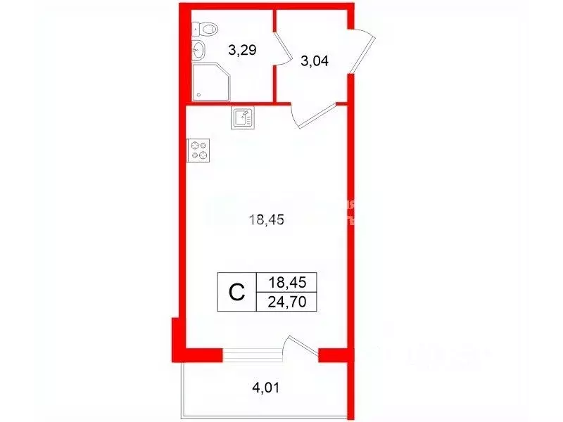 Студия Санкт-Петербург Пулковское ш., 99к6 (24.7 м) - Фото 1