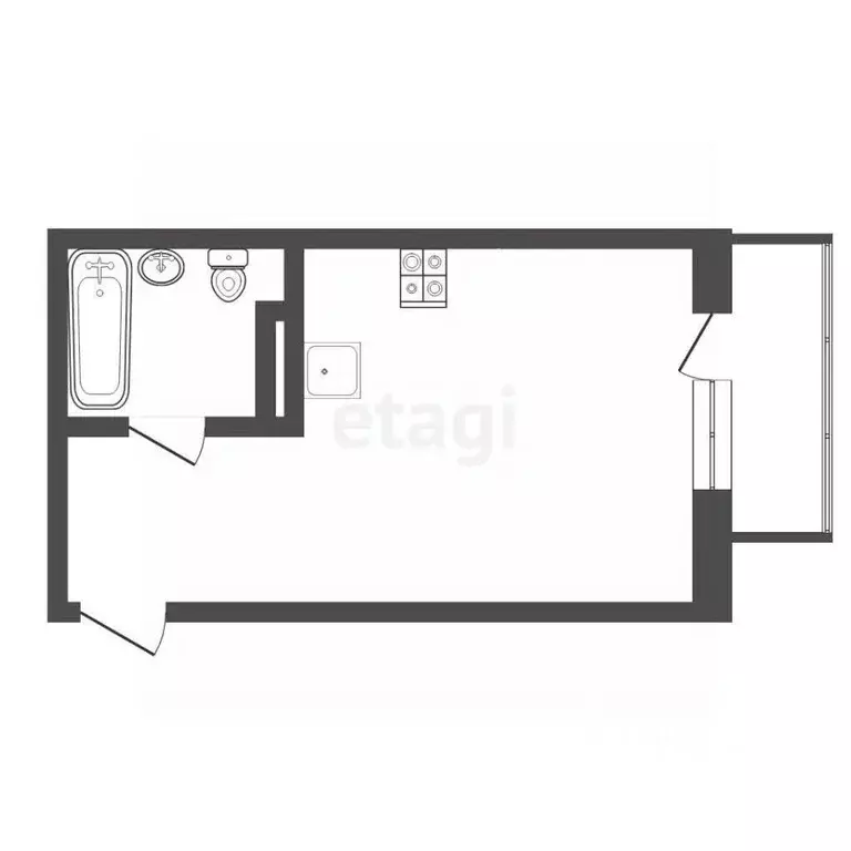Студия Тюменская область, Тюмень Велижанская ул., 66к1 (20.5 м) - Фото 2