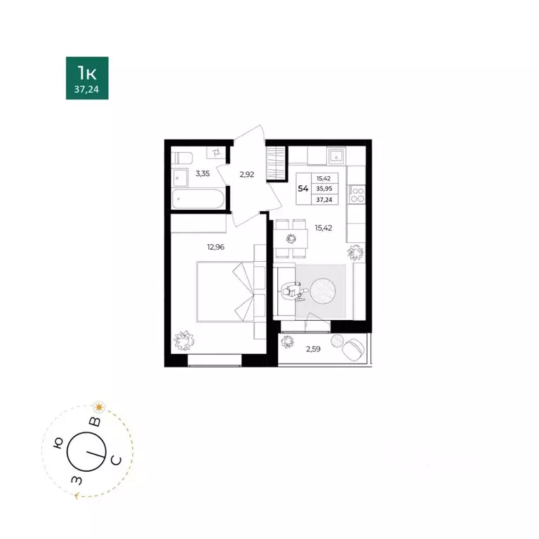 1-к кв. Ярославская область, Ярославль Северный жилрайон, 15-й мкр, 1 ... - Фото 1