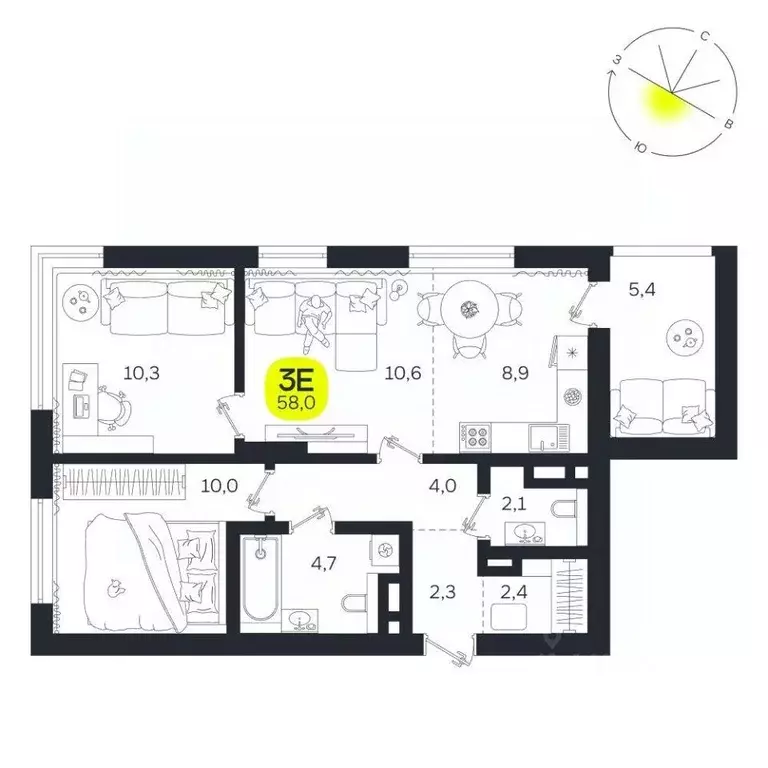 3-к кв. Свердловская область, Екатеринбург Южная Ботаника жилрайон, ... - Фото 1