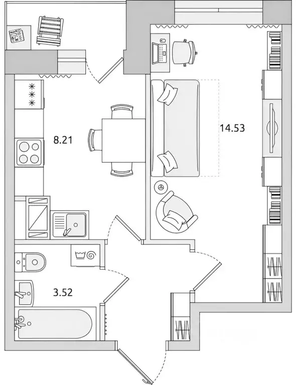 1-к кв. Санкт-Петербург ул. Русановская, 18к6 (34.0 м) - Фото 1