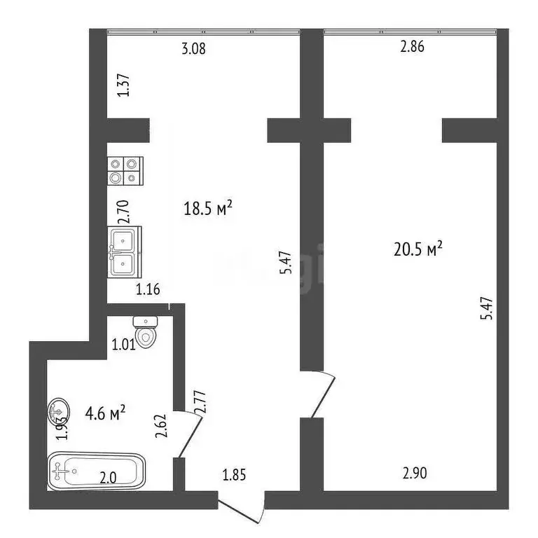 1-комнатная квартира: Бахчисарай, улица Грузинова, 61 (43.6 м) - Фото 0