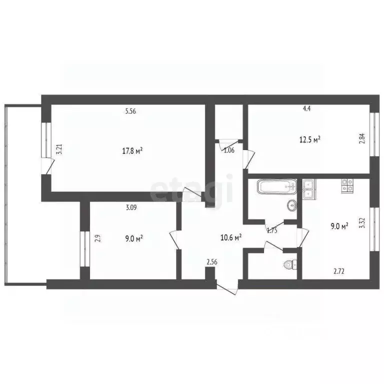 3-к кв. Крым, Бахчисарай ул. Фрунзе, 56 (67.6 м) - Фото 2