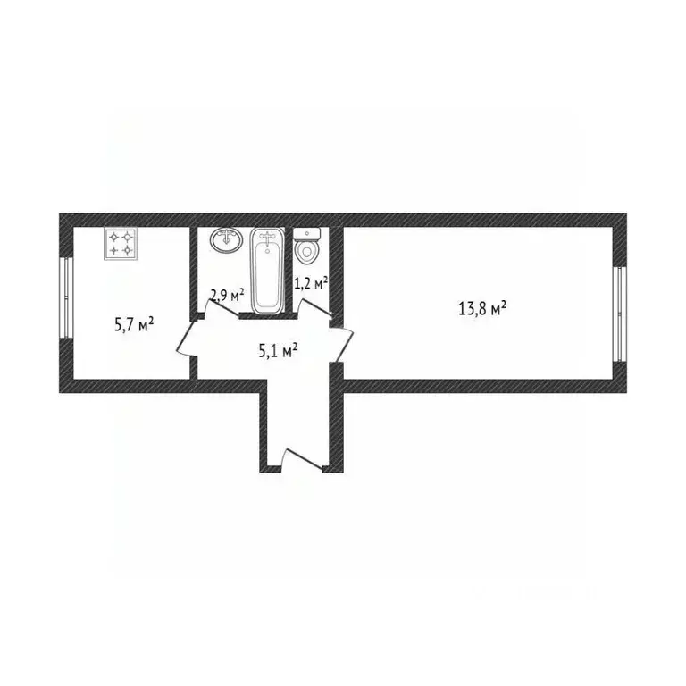 1-к кв. Брянская область, Фокино ул. Карла Маркса, 35 (28.7 м) - Фото 2