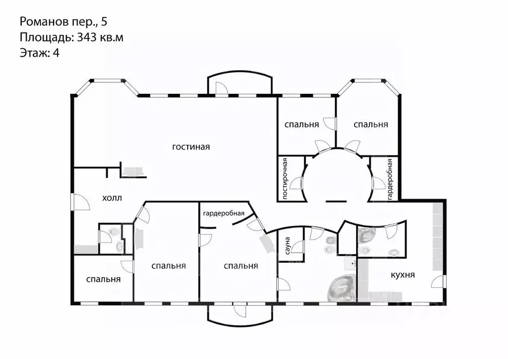 6-к кв. Москва пер. Романов, 5 (343.0 м) - Фото 2