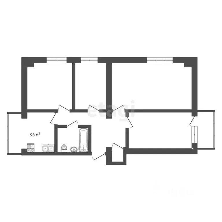 4-к кв. Крым, Ялта муниципальный округ, Гаспра пгт ул. Маратовская, 57 ... - Фото 2