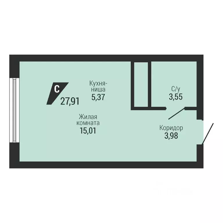 1-к кв. Свердловская область, Екатеринбург пер. Ученический, 4 (27.91 ... - Фото 2