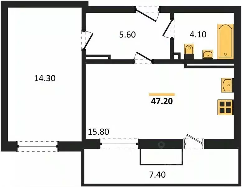 1-к кв. Севастополь ул. Токарева, 18 (47.2 м) - Фото 1