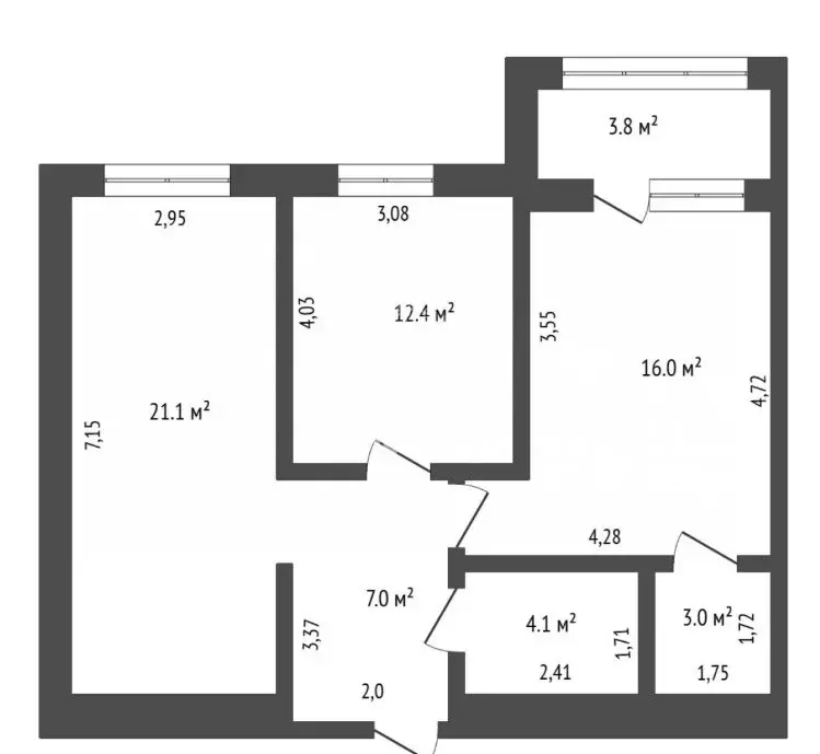 2-комнатная квартира: Тюмень, улица Разведчика Кузнецова, 16 (67 м) - Фото 1