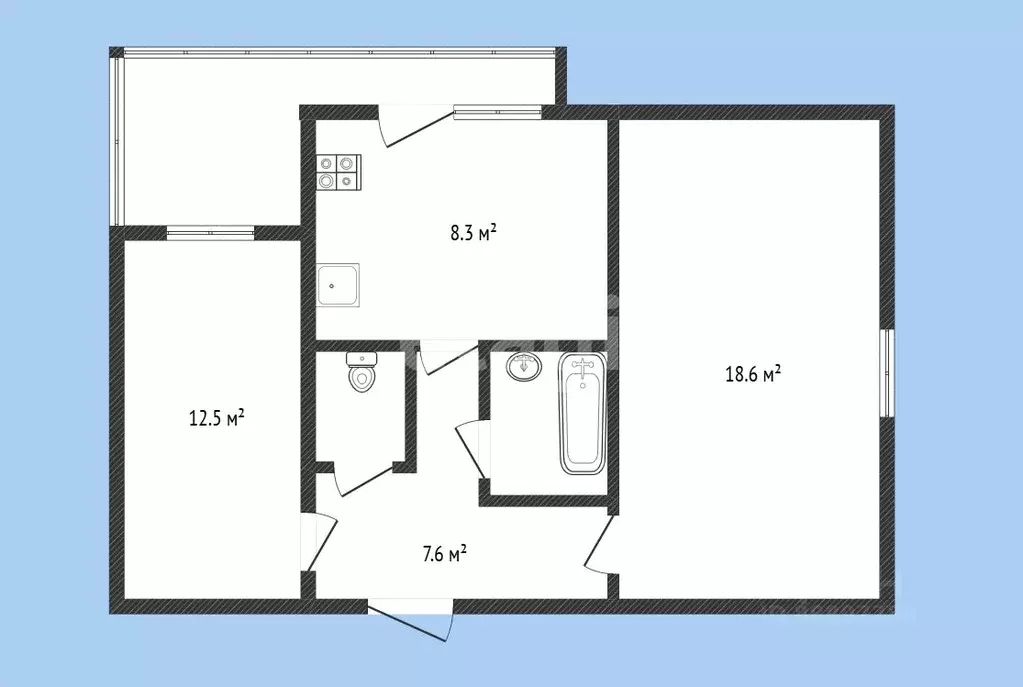 2-к кв. Карачаево-Черкесия, Черкесск ул. Космонавтов, 78 (51.0 м) - Фото 1
