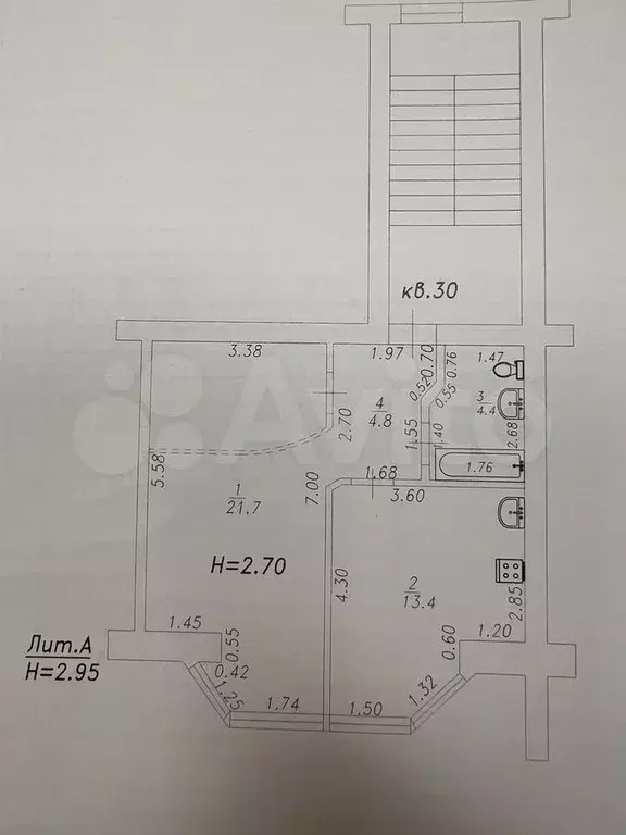 1-к. квартира, 44 м, 6/6 эт. - Фото 0