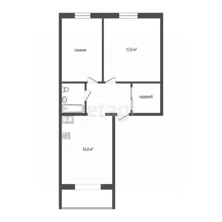2-к кв. Тюменская область, Тюмень ул. Жуковского, 84 (46.5 м) - Фото 1
