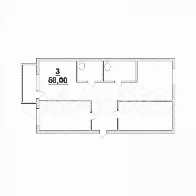 3-к. квартира, 58 м, 2/5 эт. - Фото 0