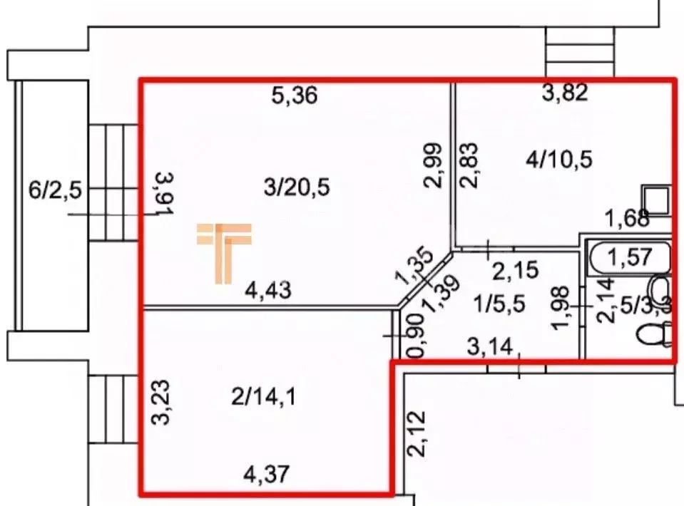 2-к кв. Пермский край, Пермь Сокольская ул., 10Б (53.9 м) - Фото 2