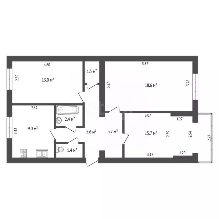 Комната Севастополь ул. Хрусталева, 163 (42.8 м) - Фото 2