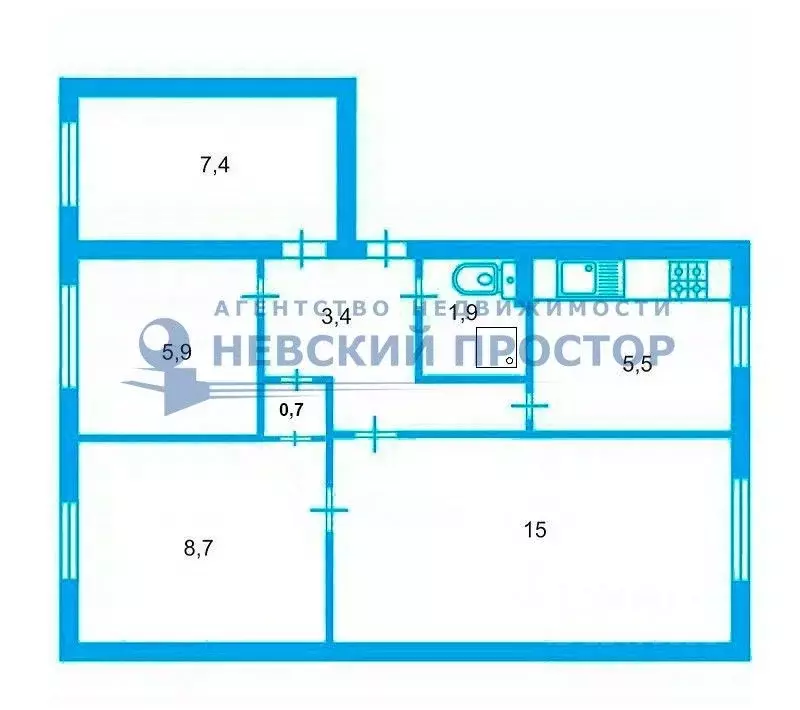 4-к кв. Санкт-Петербург Краснопутиловская ул., 45 (49.0 м) - Фото 1