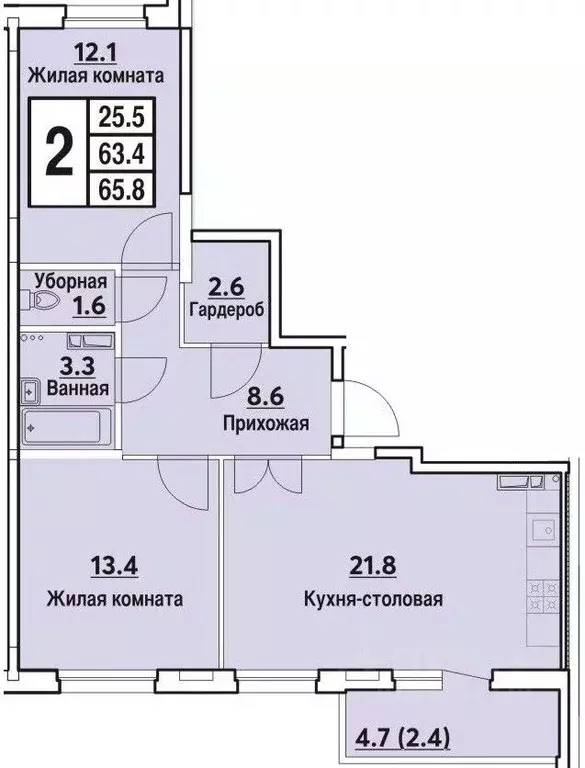 2-к кв. Чувашия, Чебоксары ул. Радужная, поз27 (67.0 м) - Фото 0