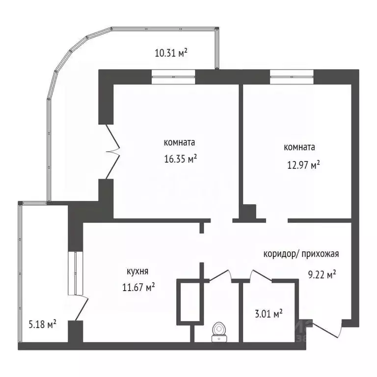 2-к кв. Красноярский край, Красноярск Северный мкр, пер. ... - Фото 2