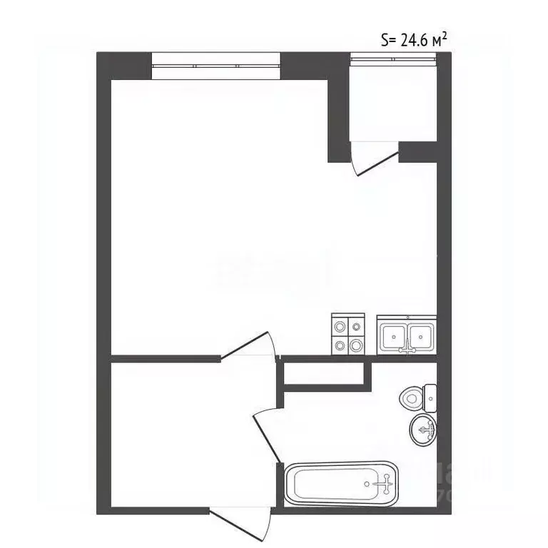 Студия Санкт-Петербург ул. Крыленко, 1к1с6 (24.6 м) - Фото 2