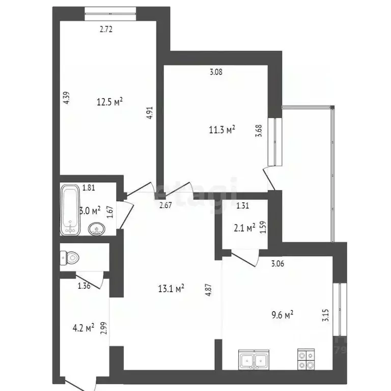 1-к кв. Ставропольский край, Ставрополь Гражданская ул., 2Д (43.8 м) - Фото 1
