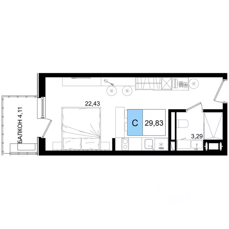 1-к кв. Краснодарский край, Анапа Лучи жилой комплекс (29.83 м) - Фото 1