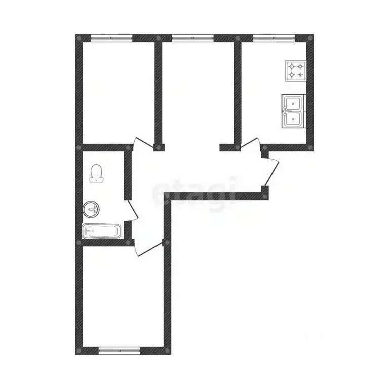 3-к кв. Иркутская область, Иркутск ул. Марата, 34 (68.0 м) - Фото 2