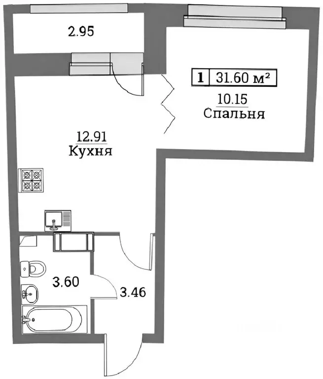 Студия Ленинградская область, Мурино Всеволожский район, просп. ... - Фото 1