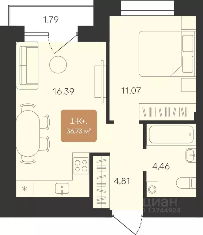 1-к кв. Ямало-Ненецкий АО, Новый Уренгой Уютный мкр,  (36.73 м) - Фото 1