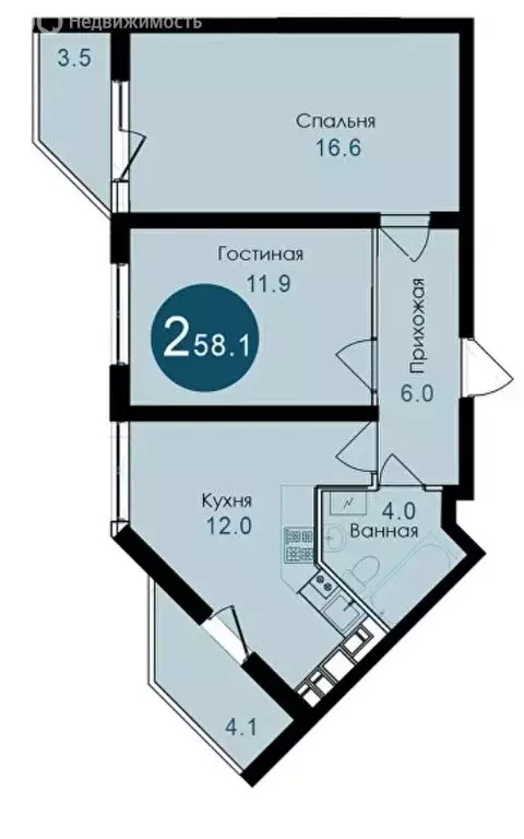 2-комнатная квартира: Новороссийск, улица Труда, 8 (58 м) - Фото 2