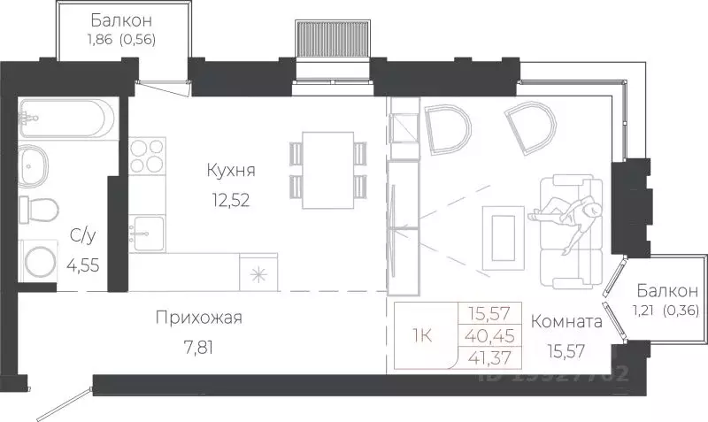 1-к кв. Алтай, Майминский район, с. Майма ул. Энергетиков (41.37 м) - Фото 1