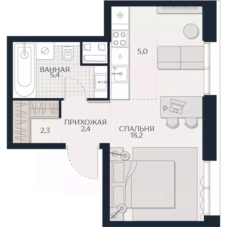Студия Москва Гродненская ул., вл18 (33.3 м) - Фото 0