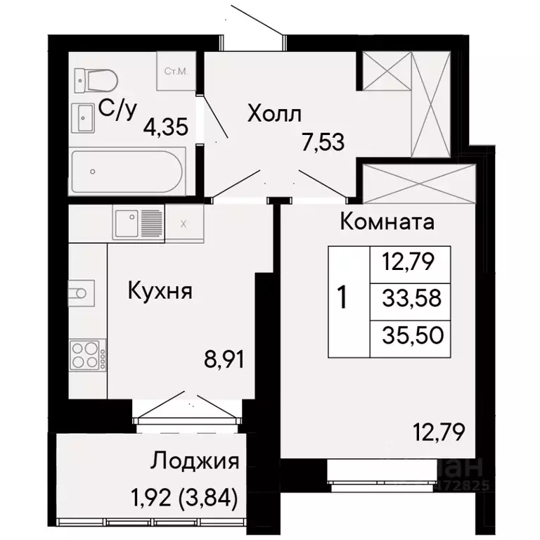 1-к кв. Ростовская область, Ростов-на-Дону Бориславский пер. (35.5 м) - Фото 0