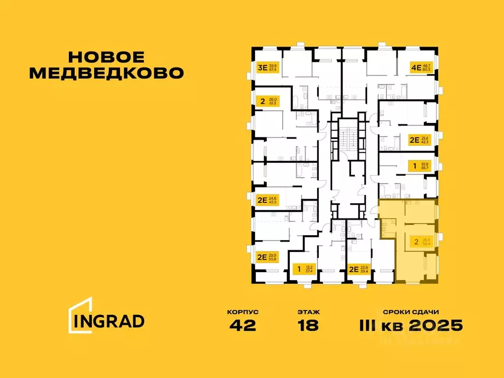 2-к кв. Московская область, Мытищи 17А мкр, Новое Медведково жилой ... - Фото 1