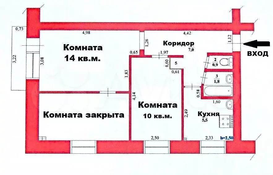 2-к. квартира, 39 м, 2/5 эт. - Фото 0