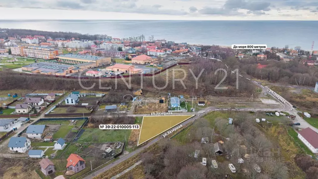 Участок в Калининградская область, Янтарный пгт ул. Заозерная, 2 (12.0 ... - Фото 2