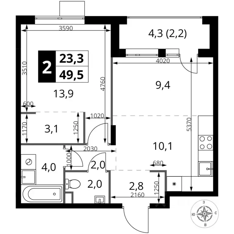 2-к кв. Московская область, Химки Подрезково мкр, 1-й Шереметьевский ... - Фото 1