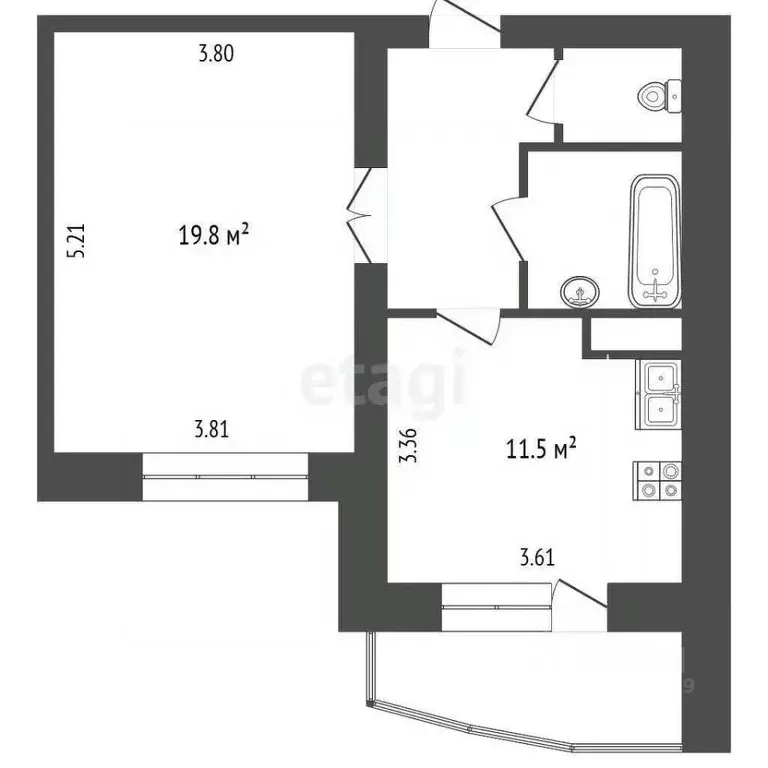 1-к кв. Белгородская область, Белгород ул. Газовиков, 15 (42.0 м) - Фото 1