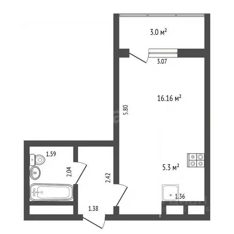 Студия Краснодарский край, Анапа бул. Босфорский, 14 (24.0 м) - Фото 2