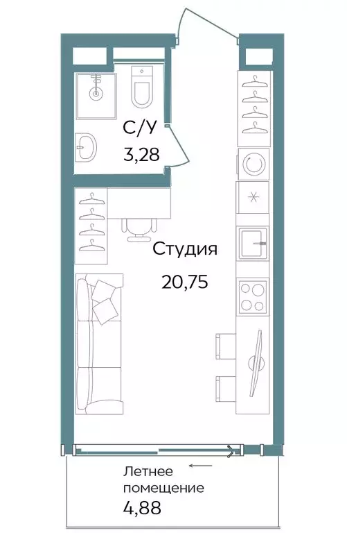Квартира-студия: Республика Крым, Саки, курортный кластер Темпо (28.91 ... - Фото 0