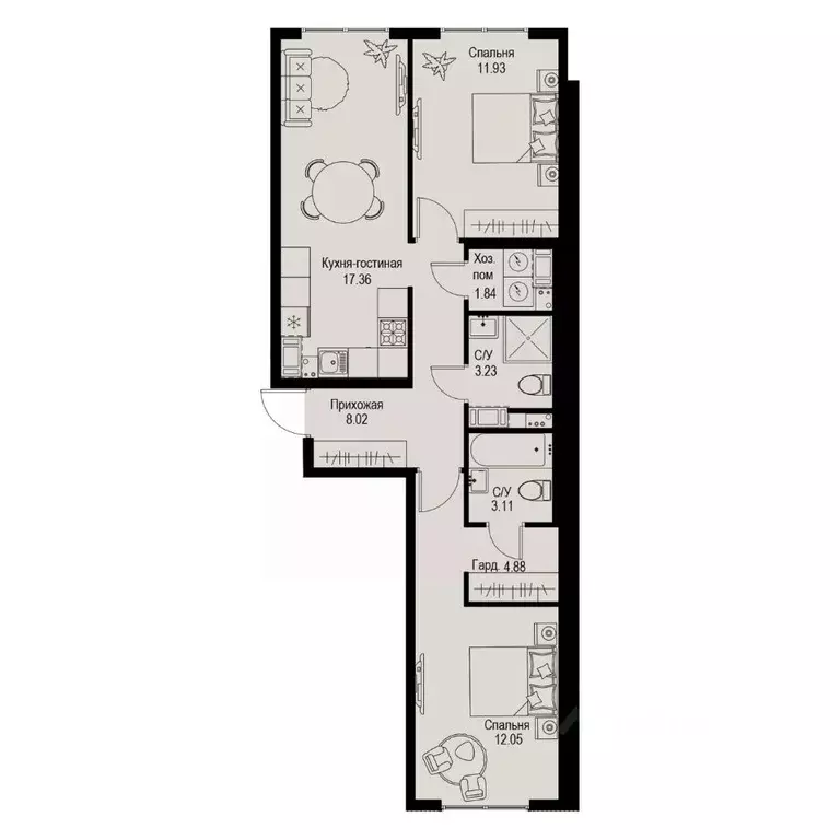 2-к кв. Санкт-Петербург ул. Профессора Попова, 38 (62.42 м) - Фото 0