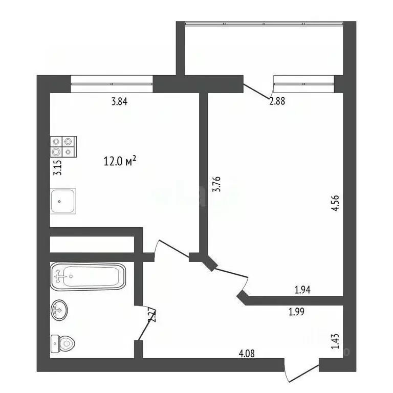 1-к кв. Тюменская область, Тюмень ул. Тимофея Чаркова, 79к3 (34.6 м) - Фото 2